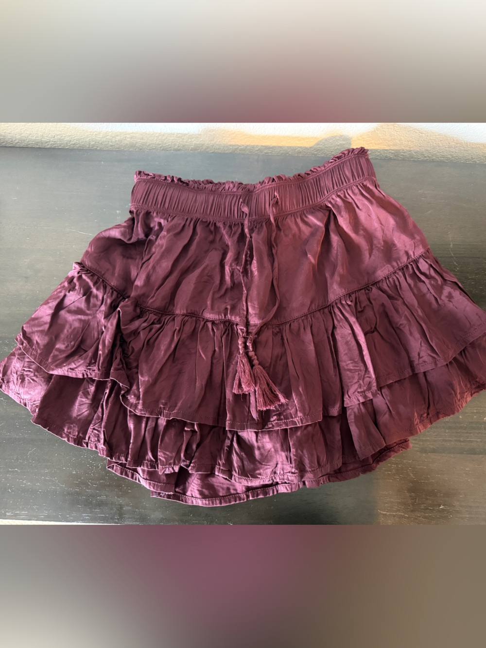 aerie Plum Tiered Mini Skirt with Elastic Waist